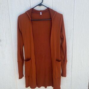 Women's Burnt Orange Open Front Cardigan